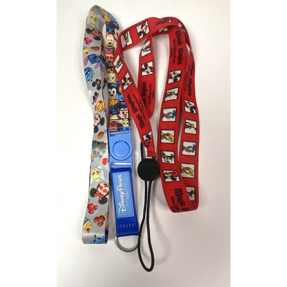 Walt Disney Parks Lanyards - Vintage Magic Kingdom & Modern Emoji Blitz Lot Of 2